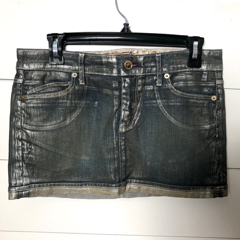 RICH & SKINNY Metallic Jean Mini Skirt Size 27
